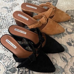 2 pairs of Chelsea & Violet MOLLY slide on heel leather black and tan